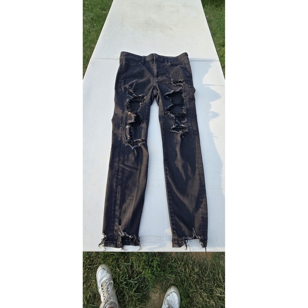 American Eagle Womens Size 10 Short Black Denim Jeggings Next Level Stretch
